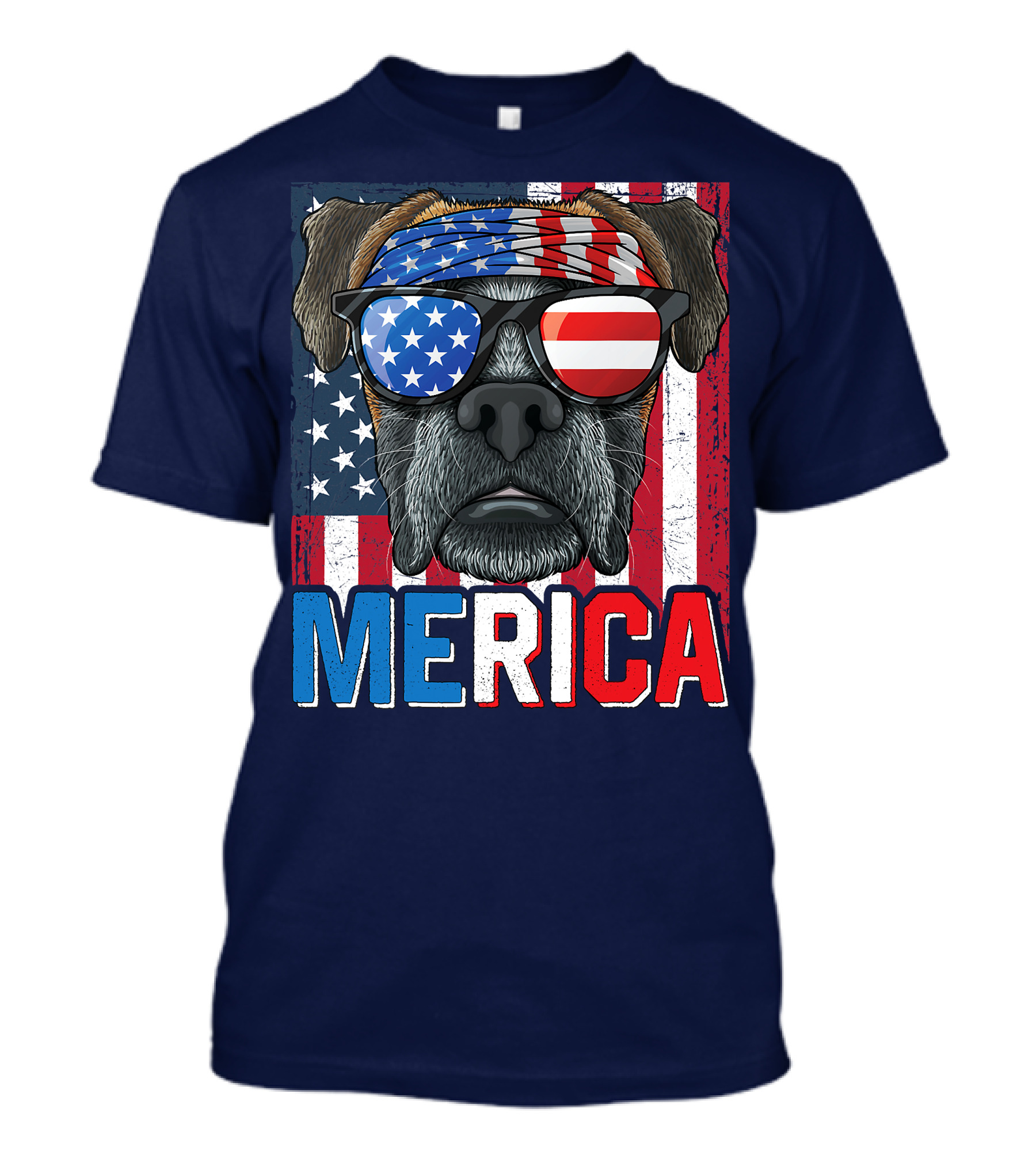 MERICA Boxer Dog In American Flag Glasses For 4th Of July T-Shirt