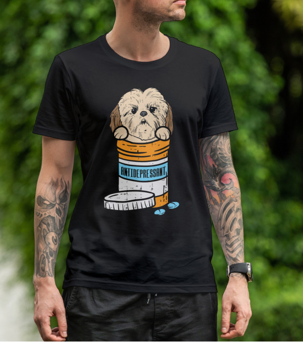 Antidepressant Shih Tzu Cute Animal Pet Dog Pill Bottle T-Shirt