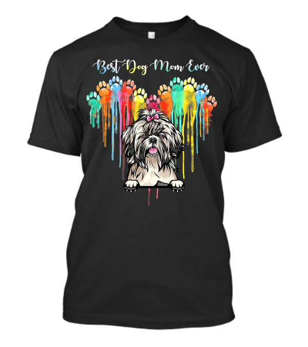 Best Dog Mom Ever Heart Funny Shih Tzu T-Shirt