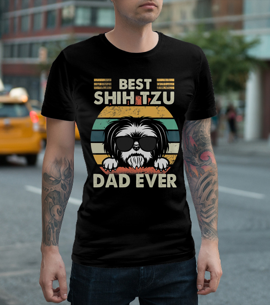 Best Shih Tzu Dad Ever Vintage T-Shirt