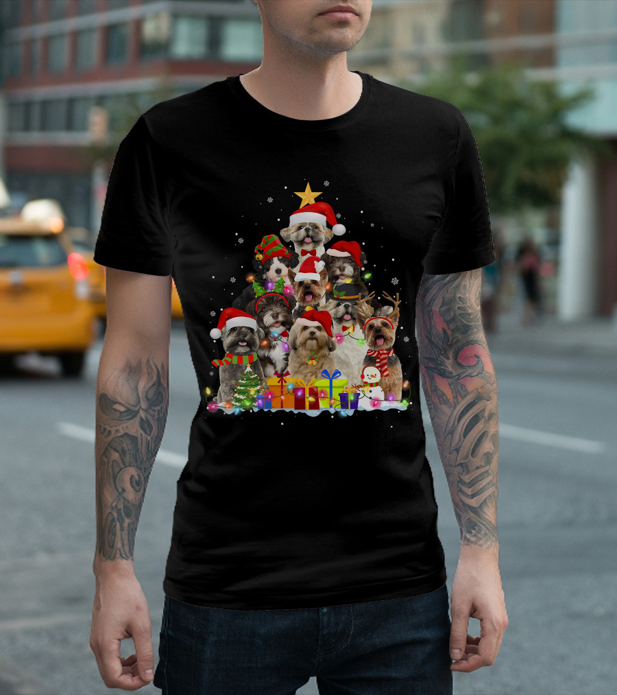 Christmas Pajama Shih Tzu Tree Xmas Dog Dad Gifts T-Shirt