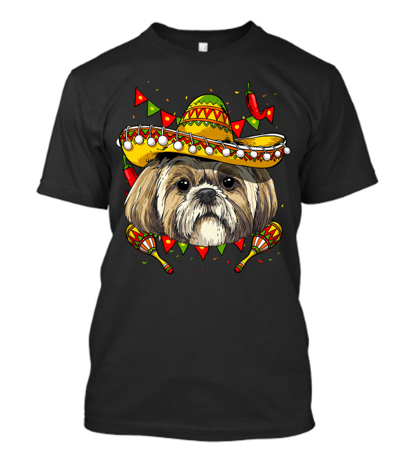 Cinco De Mayo Shih Tzu Sombrero Men Women Kids Festive Dog Maracas Fiesta T-Shirt