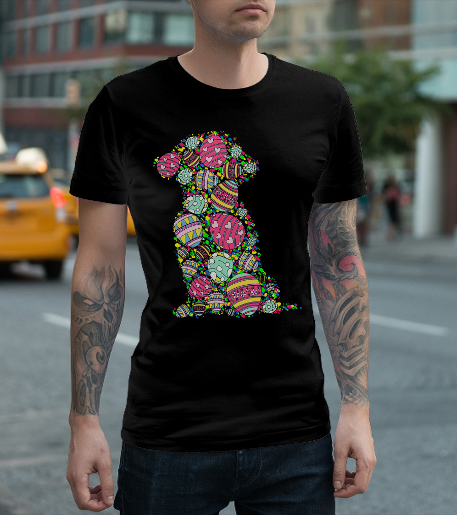 Colors Eggs Shih Tzu Dog Puppy Lover Easter Day Vibrant Festive T-Shirt