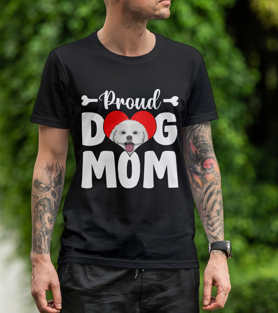Proud Shih Tzu Dog Mom Heart T-Shirt