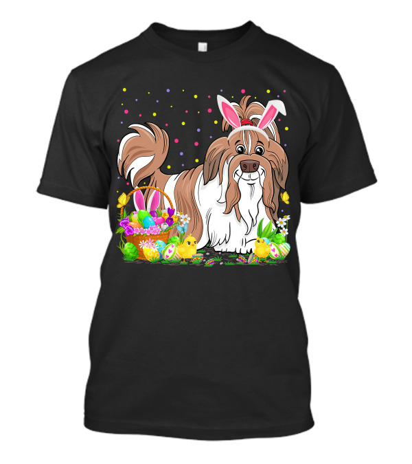 Easter Shih Tzu Dog Bunny Egg Hunting Festive Basket Chicks T-Shirt