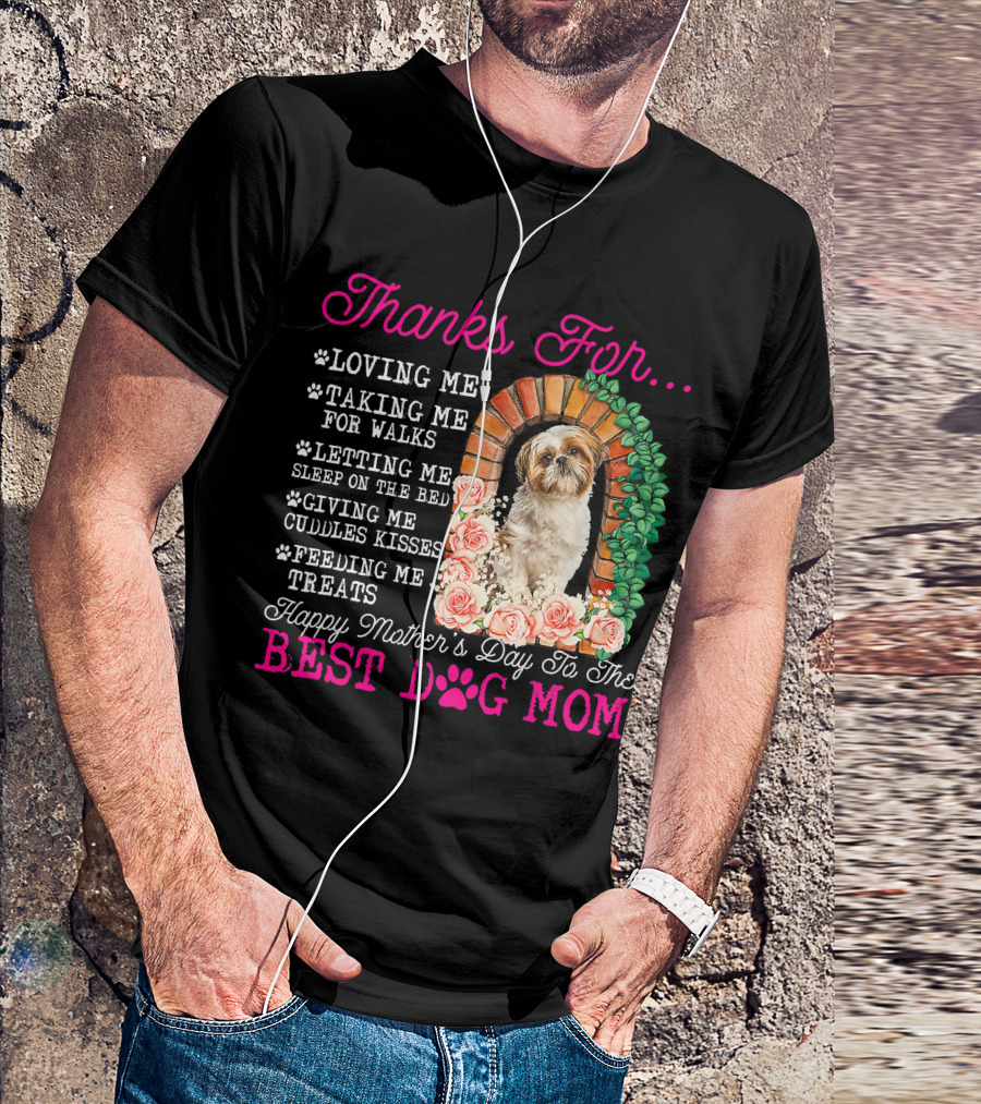 Thanks For Best Dog Mom Cute Shih Tzu Mother's Day T-Shirt