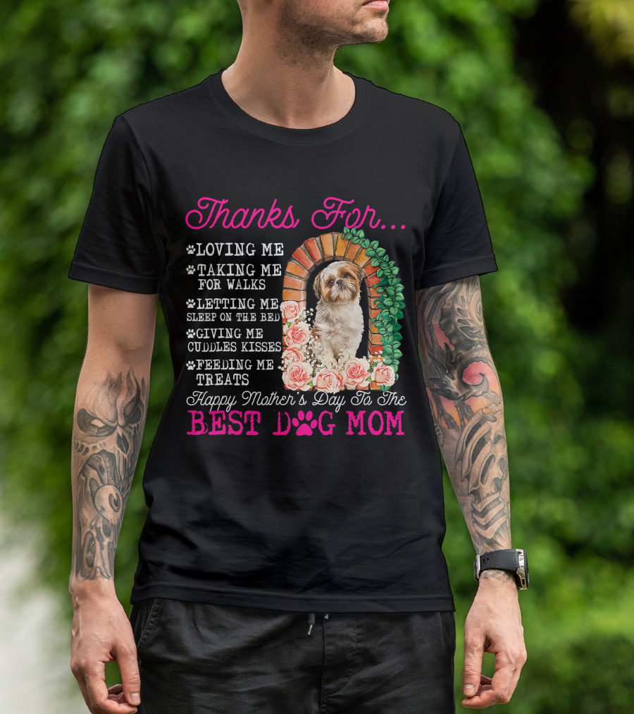 Thanks For Best Dog Mom Cute Shih Tzu Mother's Day T-Shirt