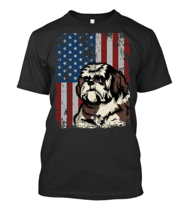 Shih Tzu American Flag Patriotic Owner T-Shirt