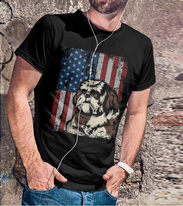 Shih Tzu American Flag Patriotic Owner T-Shirt