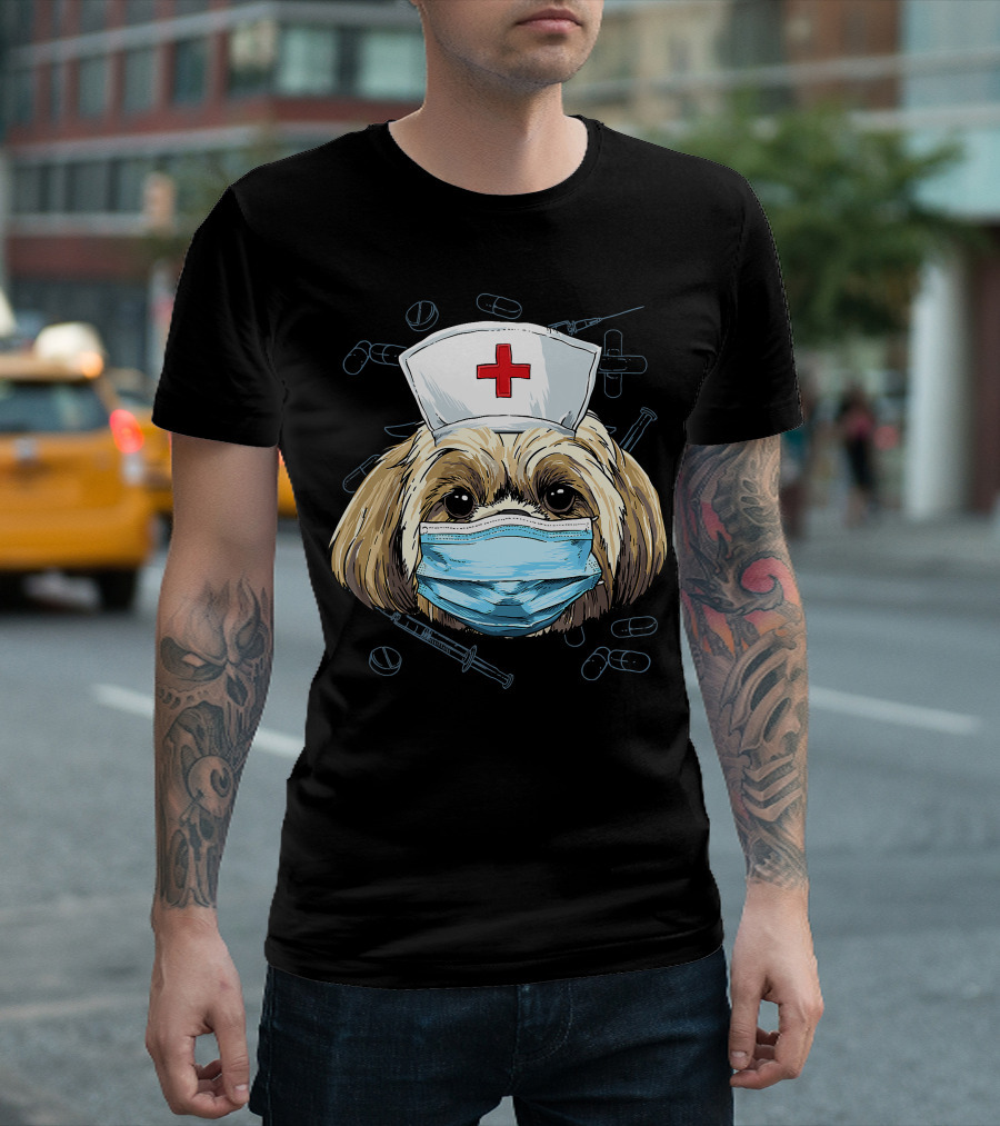 Shih Tzu Nurse RN Graduation Mask Medical T-Shirt