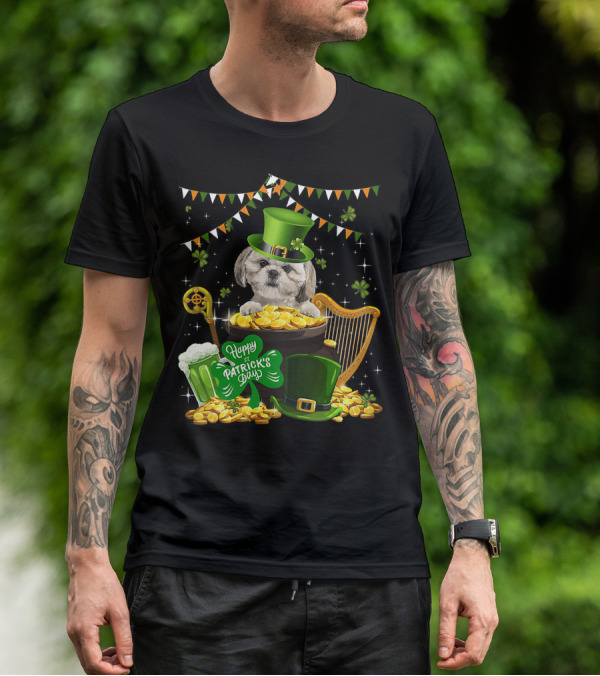 Happy St Patrick's Day Shih Tzu Dogs Lover Funny Irish Shamrock Hat T-Shirt