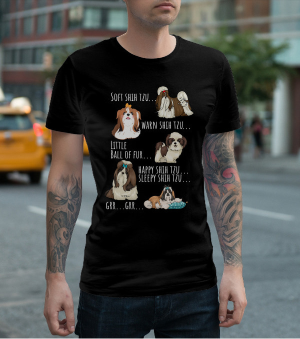 Soft Warm Shih Tzu Ball Of Fur Happy Sleepy Cute Little Furry Dogs T-Shirt