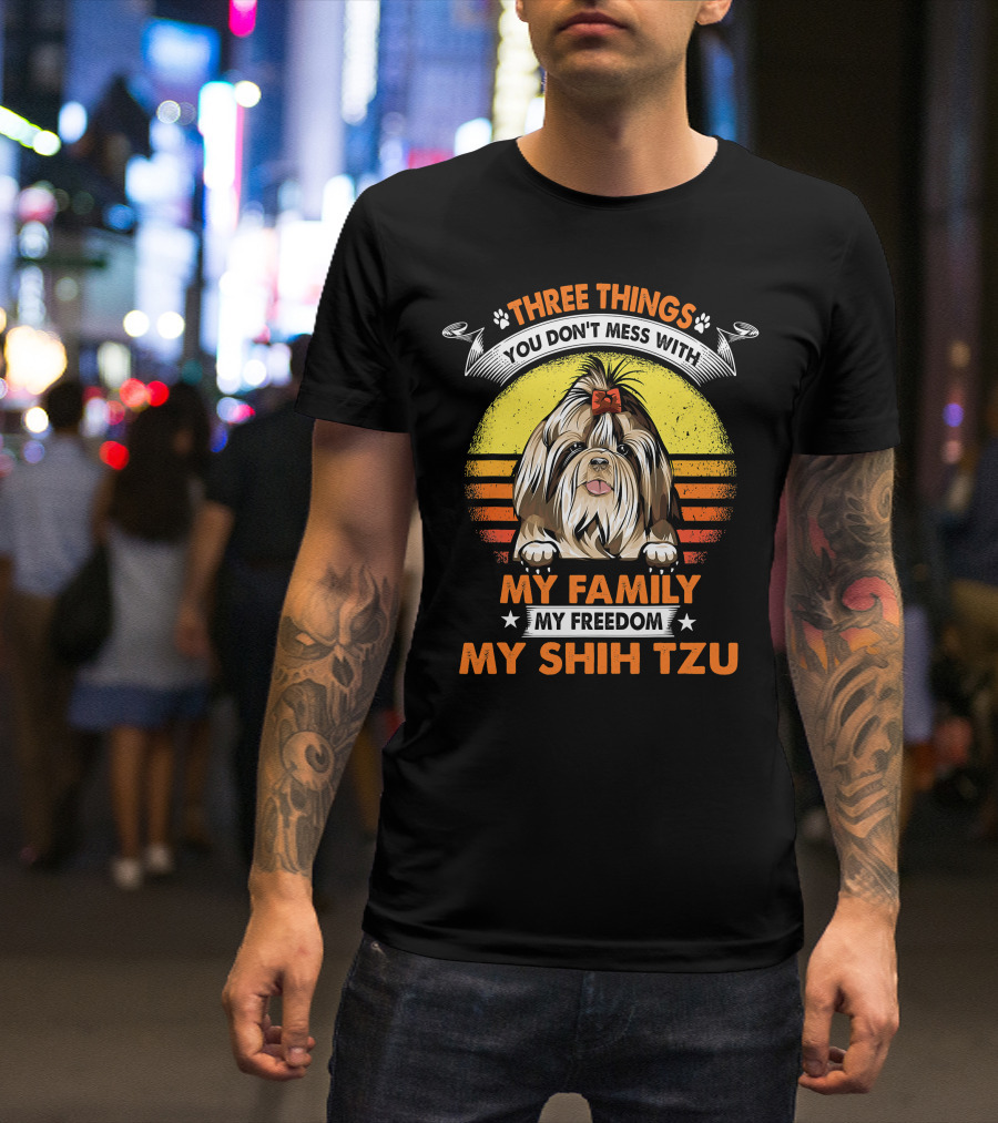 Three Things My Family My Shih Tzu T-Shirt