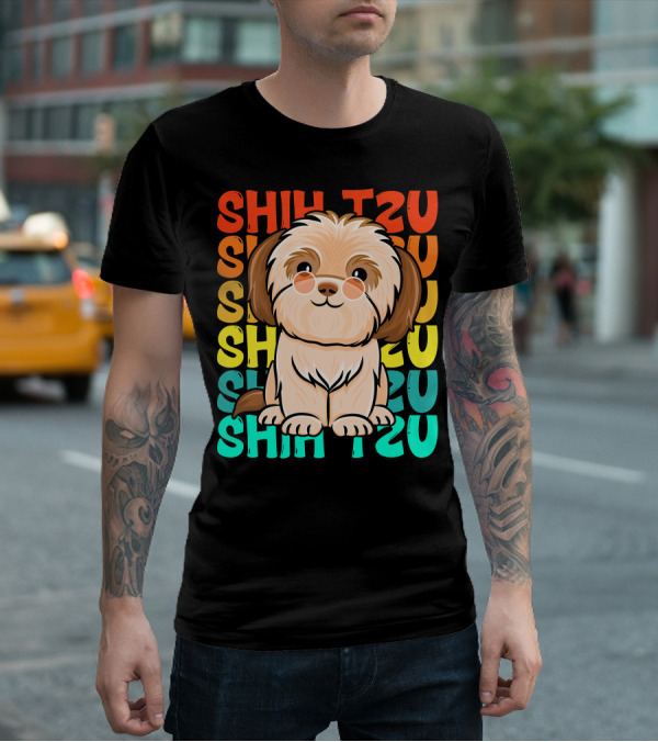 Shih Tzu Vintage Shihtzu Dog Retro Colors T-Shirt
