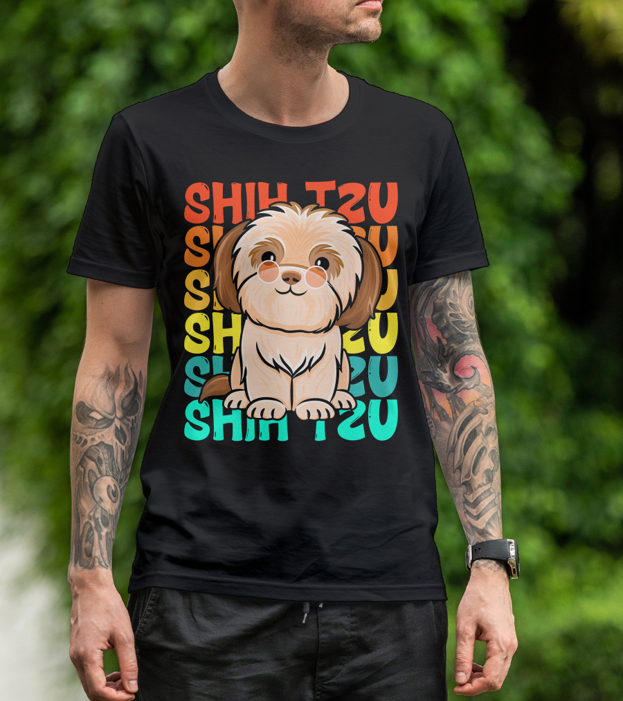 Shih Tzu Vintage Shihtzu Dog Retro Colors T-Shirt