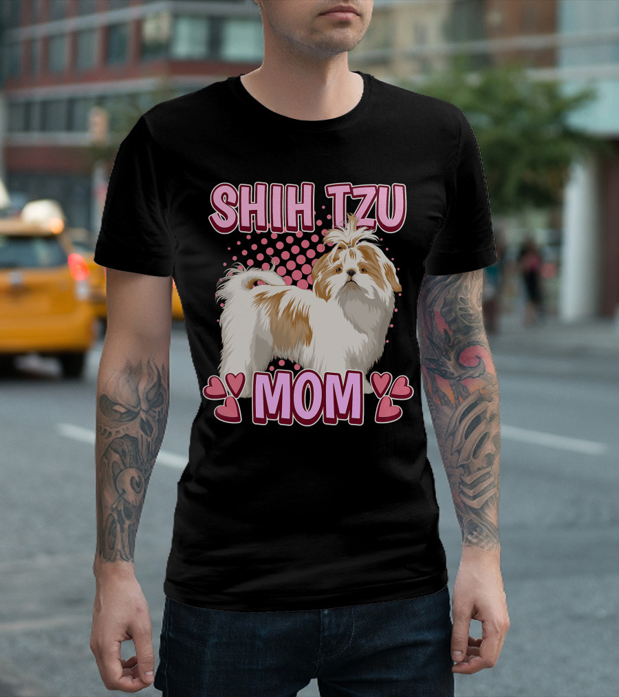 Shih Tzu Mom With Heart Accents T-Shirt