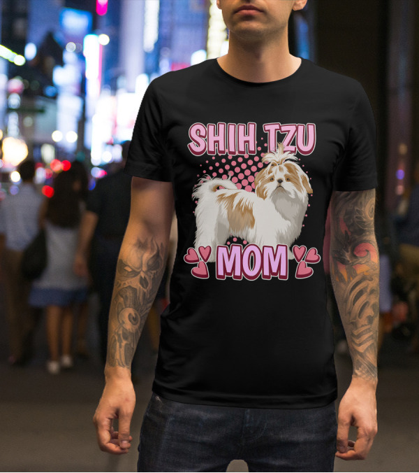 Shih Tzu Mom With Heart Accents T-Shirt