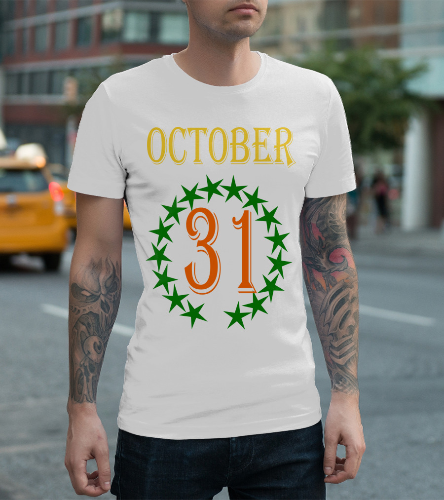 OCTOBER 31 Surrounded by Green Stars T-Shirt