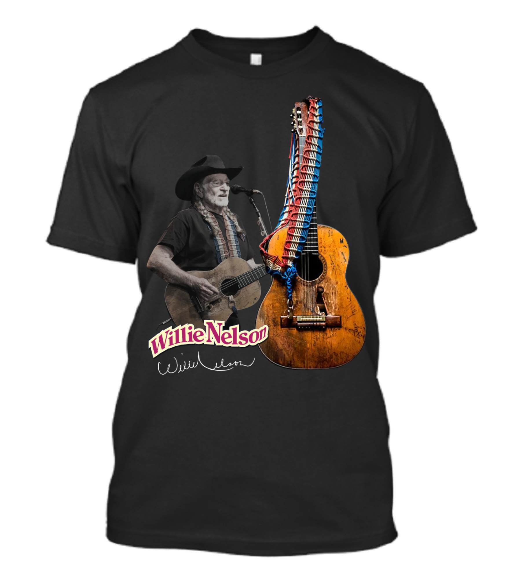 Willie Nelson Signature Guitar And Image T-Shirt