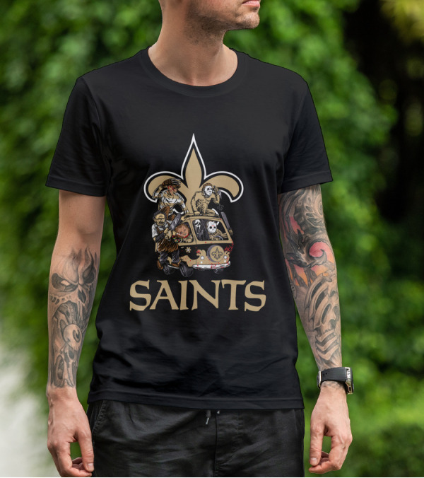 Saints Fleur-de-Lis Horror Movie Characters Van T-Shirt