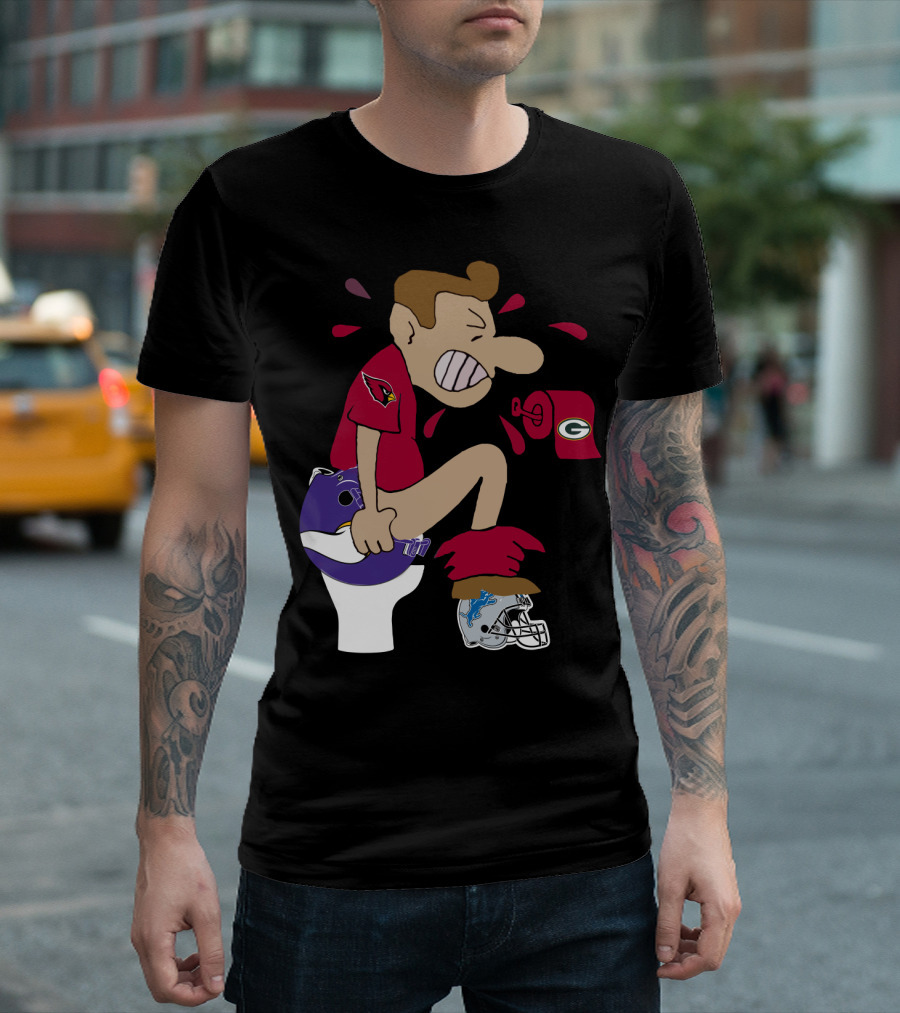 Arizona Cardinals Rivalry Humor With Vikings And Lions Helmets And Packers Toilet Paper T-Shirt