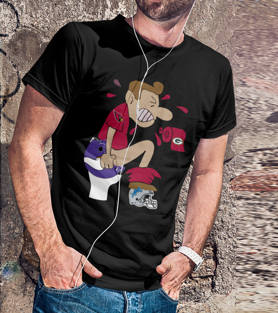 Arizona Cardinals Rivalry Humor With Vikings And Lions Helmets And Packers Toilet Paper T-Shirt