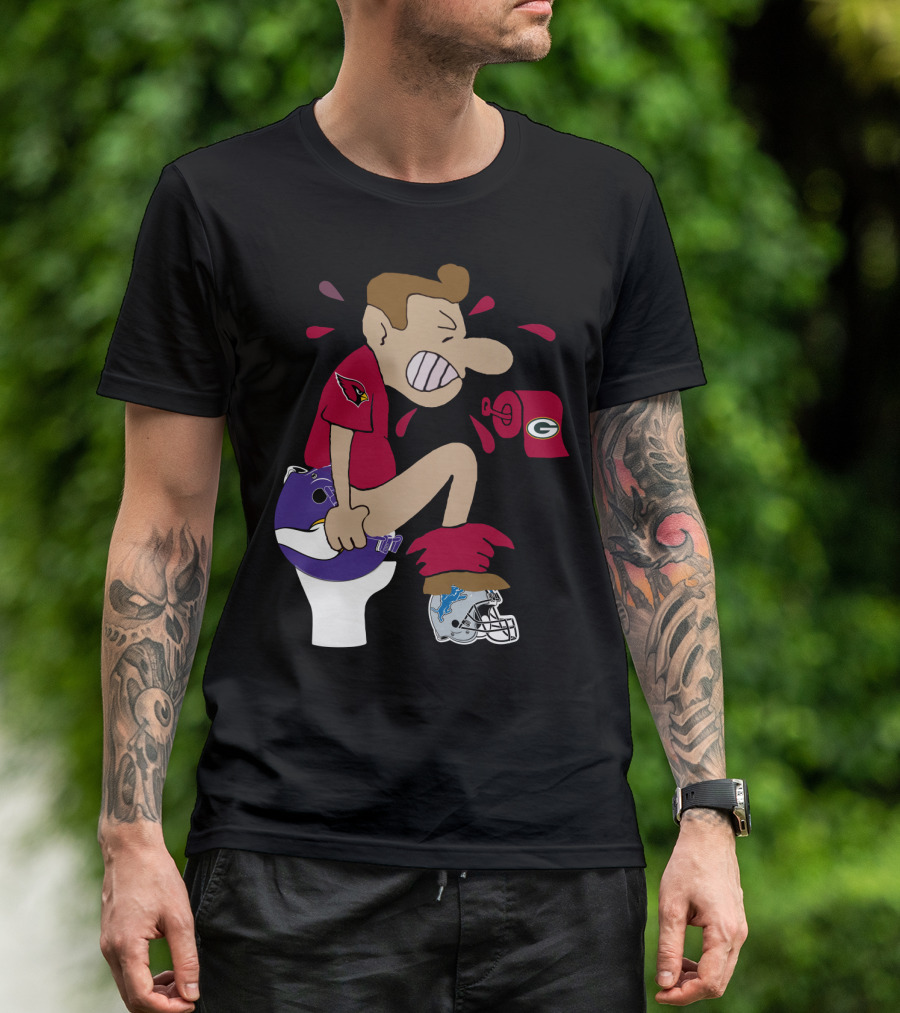 Arizona Cardinals Rivalry Humor With Vikings And Lions Helmets And Packers Toilet Paper T-Shirt