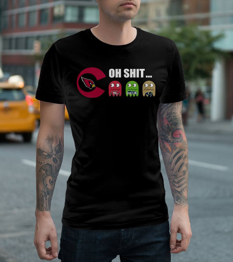 Arizona Cardinals Oh Shit Pacman San Francisco 49ers Seattle Seahawks Los Angeles Rams T-Shirt