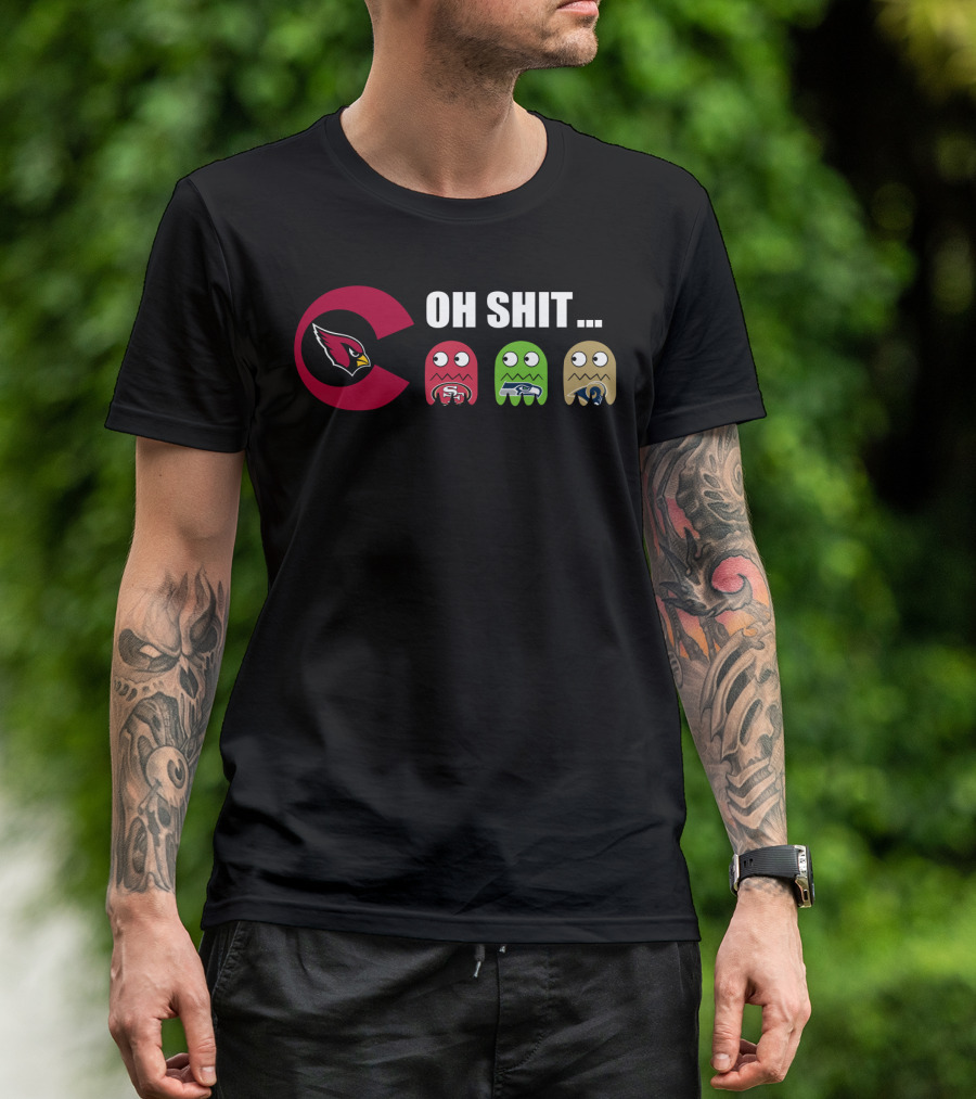 Arizona Cardinals Oh Shit Pacman San Francisco 49ers Seattle Seahawks Los Angeles Rams T-Shirt