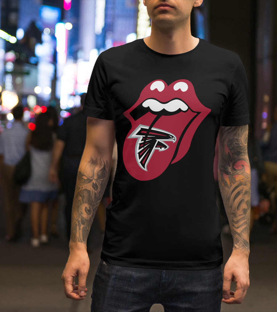 Atlanta Falcons Rolling Stones Tongue Logo Mashup T-Shirt