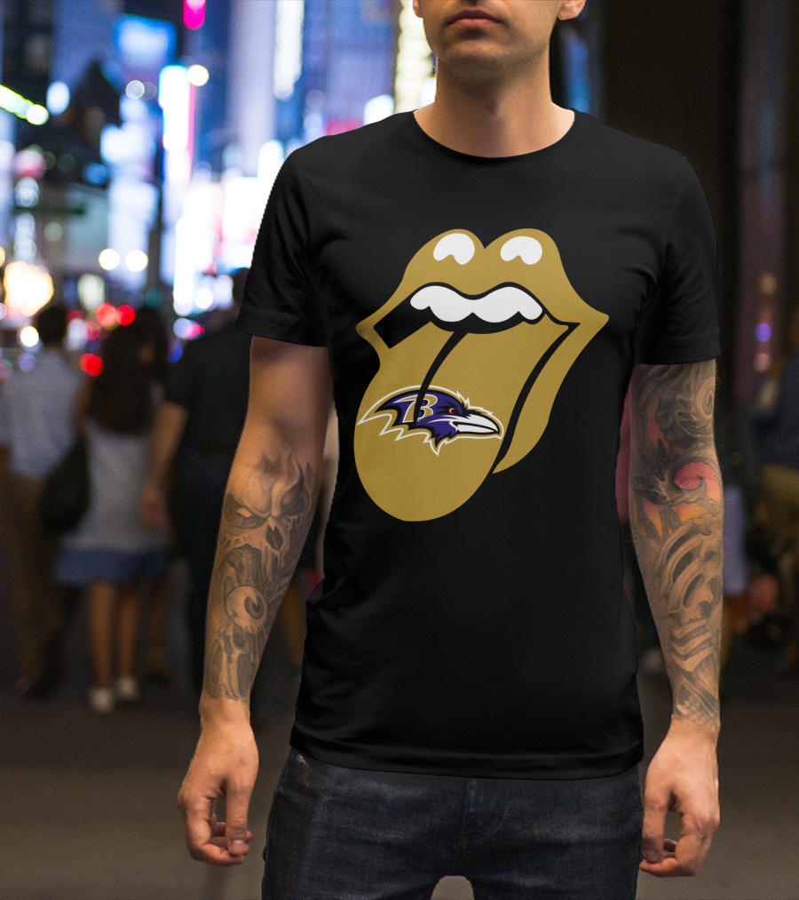 Baltimore Ravens Rolling Stones Tongue T-Shirt