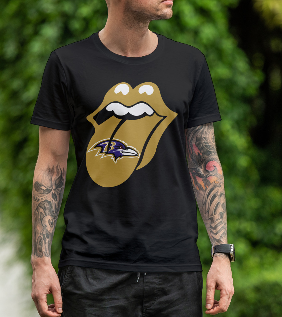 Baltimore Ravens Rolling Stones Tongue T-Shirt