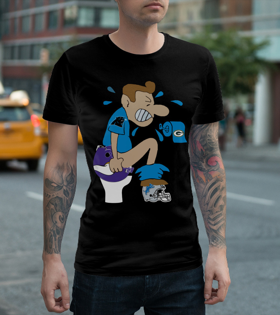 Carolina Panthers Rivalry Humor With Vikings Lions Packers Logos T-Shirt