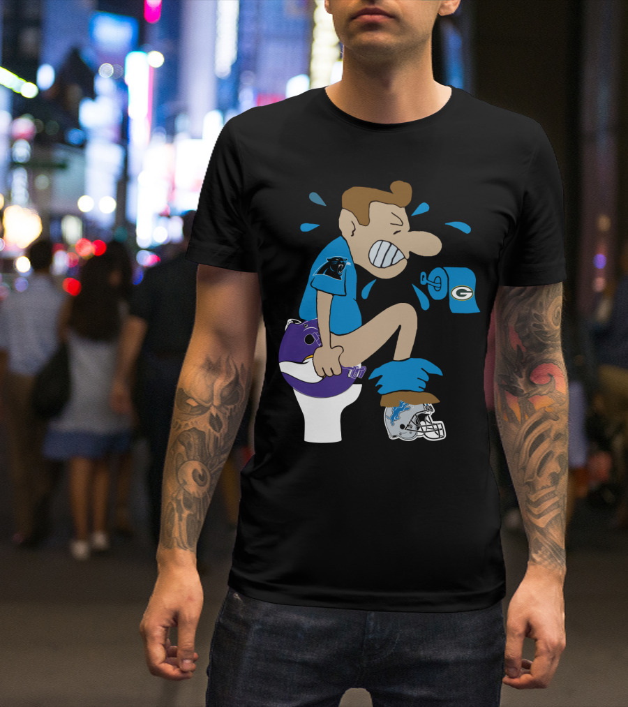 Carolina Panthers Rivalry Humor With Vikings Lions Packers Logos T-Shirt