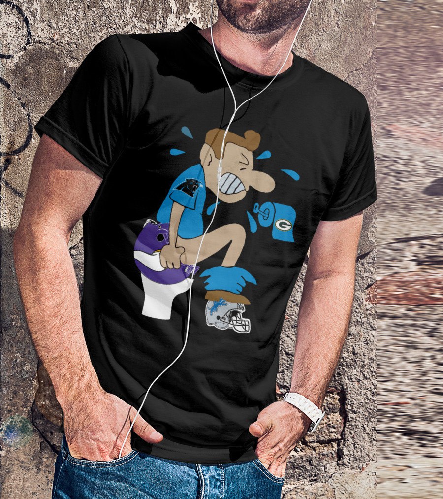 Carolina Panthers Rivalry Humor With Vikings Lions Packers Logos T-Shirt