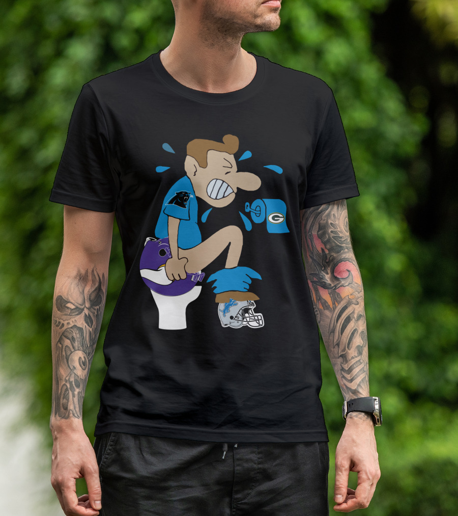 Carolina Panthers Rivalry Humor With Vikings Lions Packers Logos T-Shirt