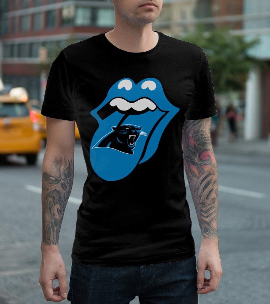 Carolina Panthers Blue Tongue Logo Fusion T-Shirt