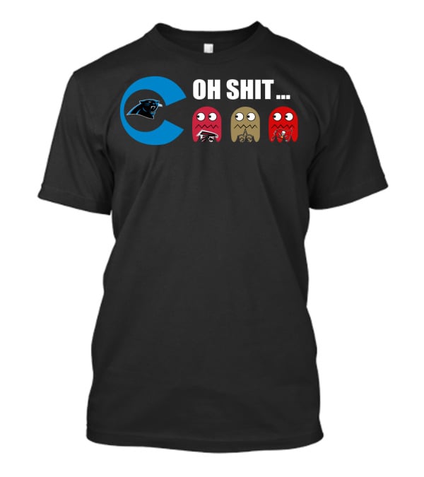 Carolina Panthers Oh Shit Pac-Man Ghosts T-Shirt