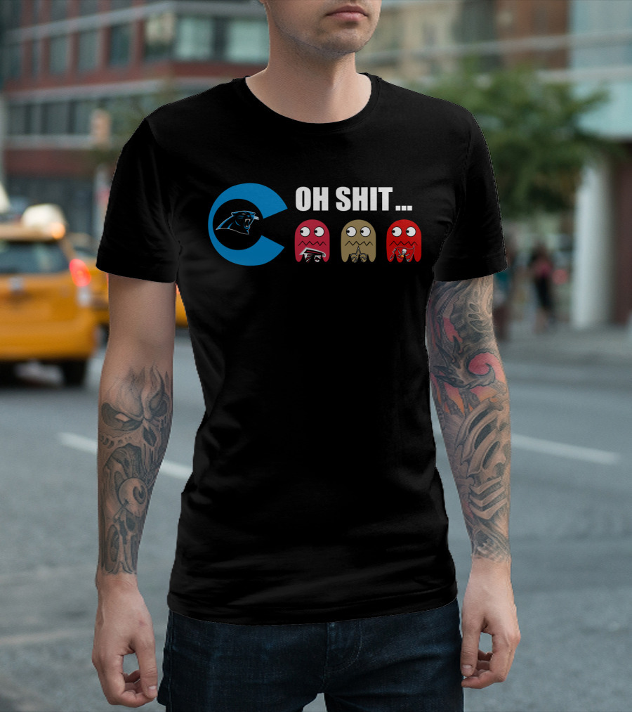Carolina Panthers Oh Shit Pac-Man Ghosts T-Shirt