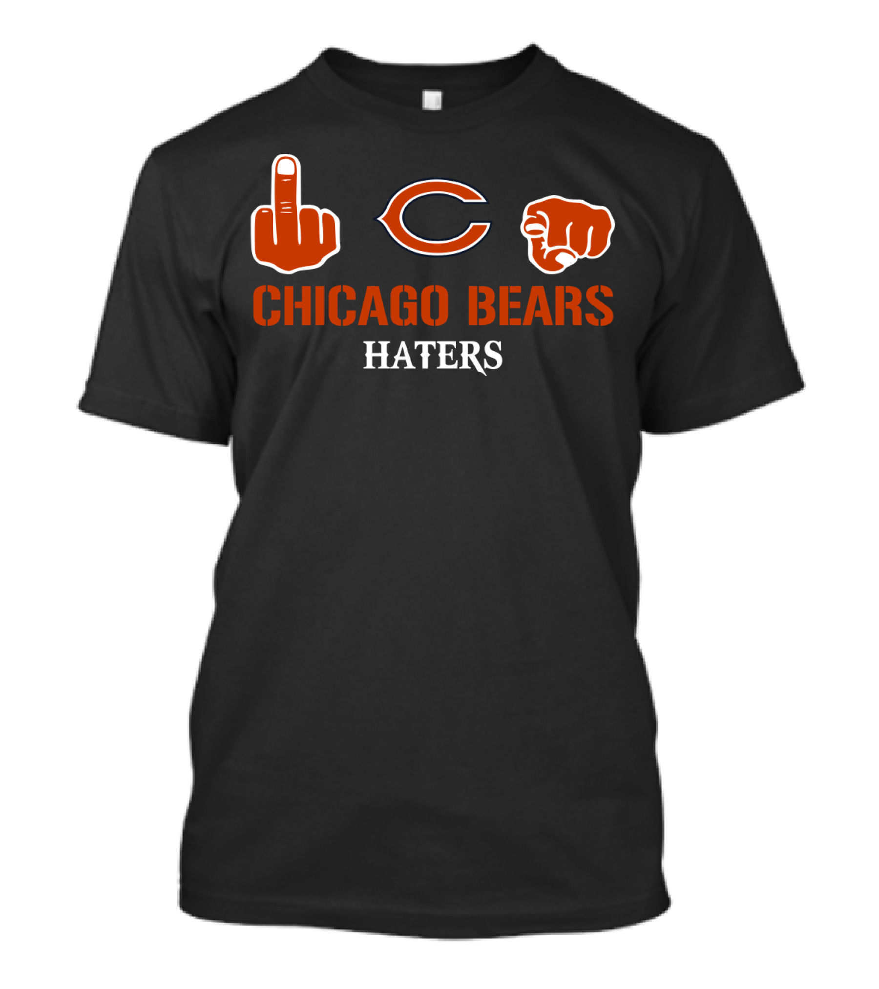 Chicago Bears Haters Middle Finger Logo Fist T-Shirt