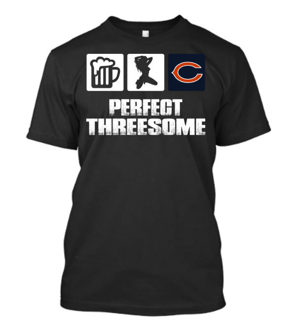 Chicago Bears Perfect Threesome Beer And Silhouette T-Shirt