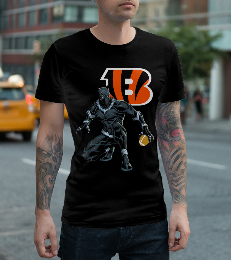 Cincinnati Bengals Black Panther Football T-Shirt