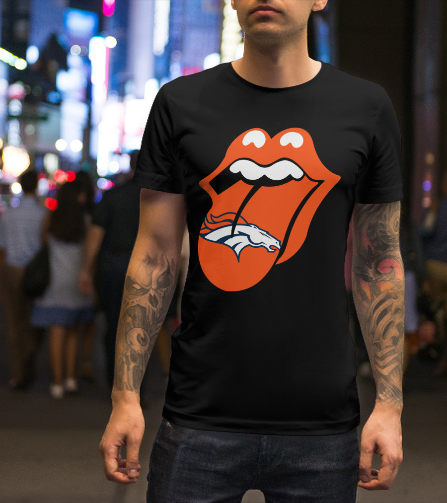 Denver Broncos Rolling Stones Tongue Logo Fusion T-Shirt