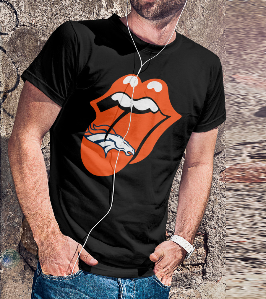 Denver Broncos Rolling Stones Tongue Logo Fusion T-Shirt