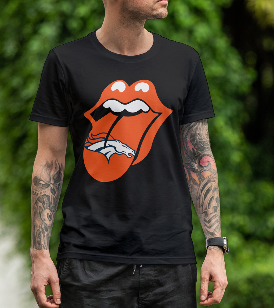 Denver Broncos Rolling Stones Tongue Logo Fusion T-Shirt