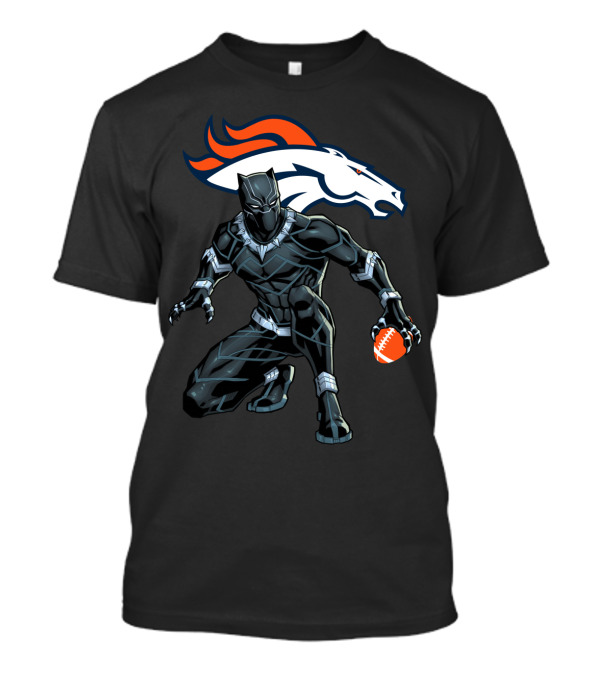 Denver Broncos Panther Crouching With Football T-Shirt