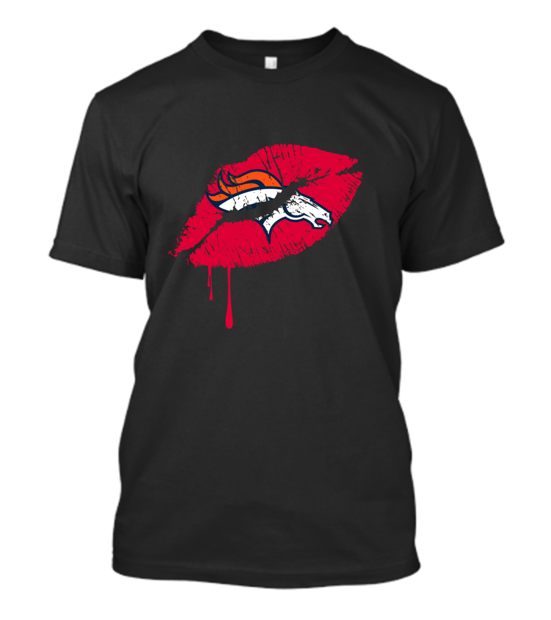 Denver Broncos Lip Logo Dripping T-Shirt