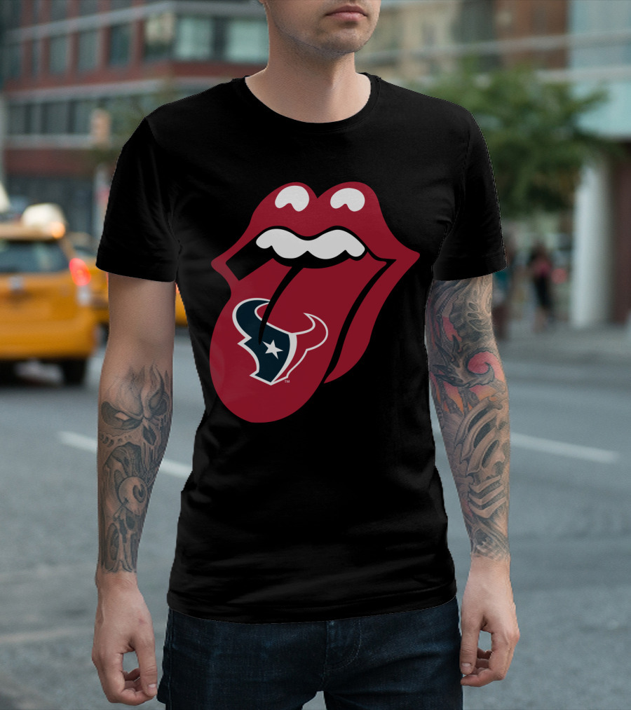 Houston Texans Rolling Stones Tongue Logo Collaboration T-Shirt