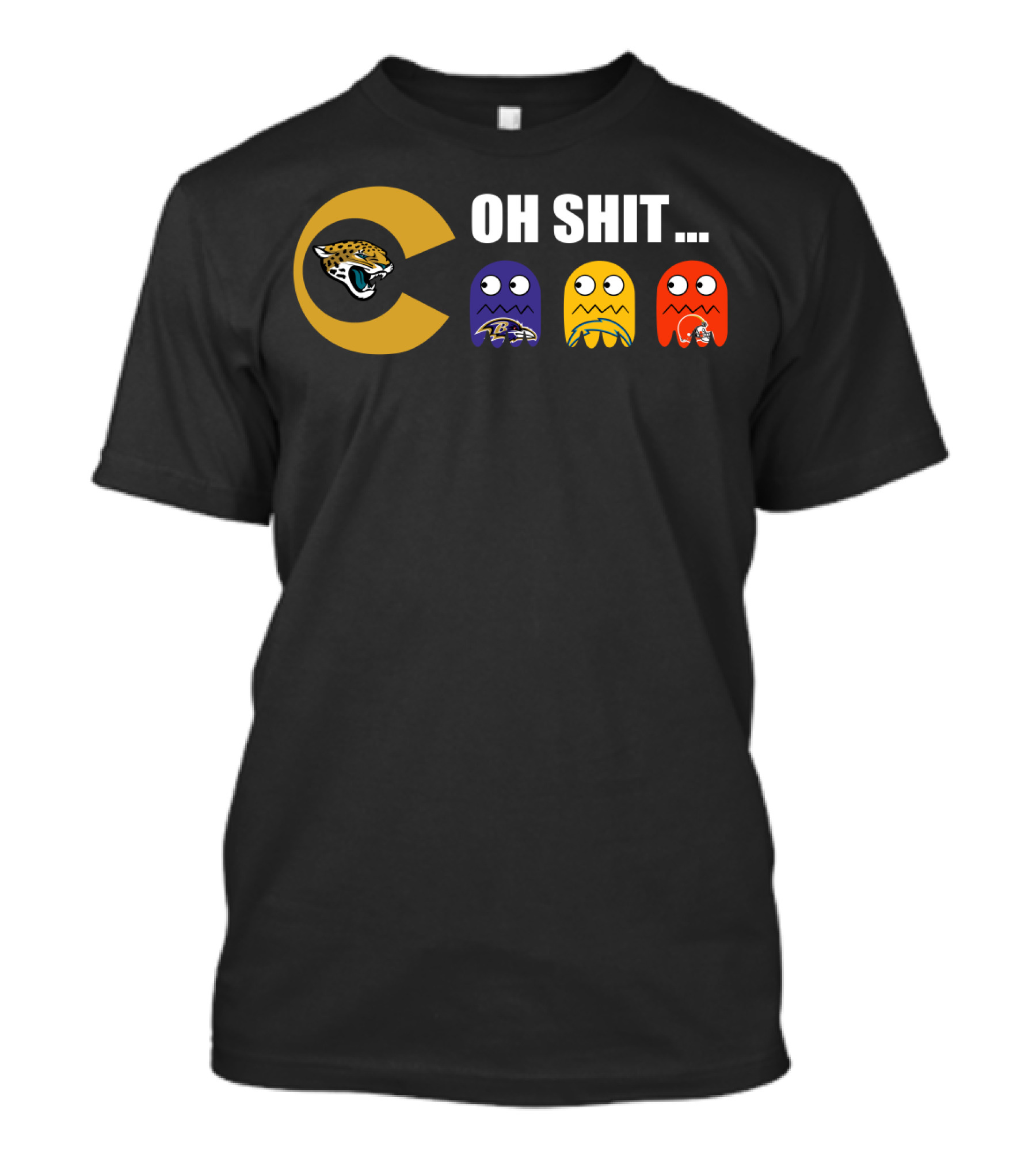Jacksonville Jaguars Pac-Man Parody Ravens Steelers Chiefs T-Shirt