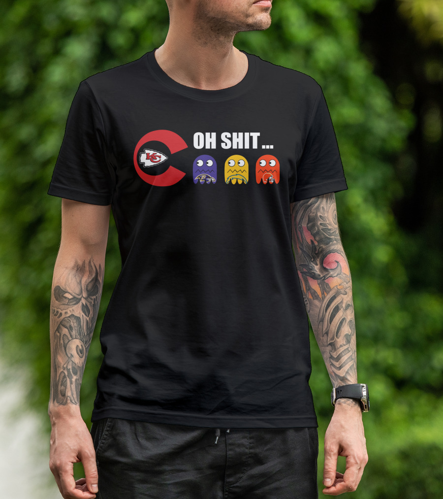 Kansas City Chiefs Oh Shit Pac-Man Ravens Steelers Browns T-Shirt